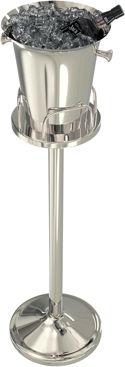 Ice Bucket with Stand Champagne Ice Bucket for party Stainless Steel Standing Champagne Ice Bucket Ice Cube Container Chiller Wine Bucket on Stand for Beer Bar BBQ Wedding KTV Club Kitchen & Bar Wares