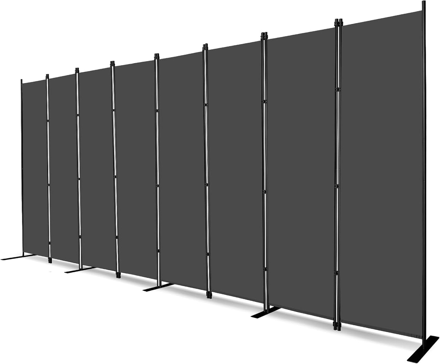 MAYOLIAH 6 Panel Folding Privacy Screen 9ft Wide, 6ft Tall Partition Room Divider Portable Office Walls Dividers, Black