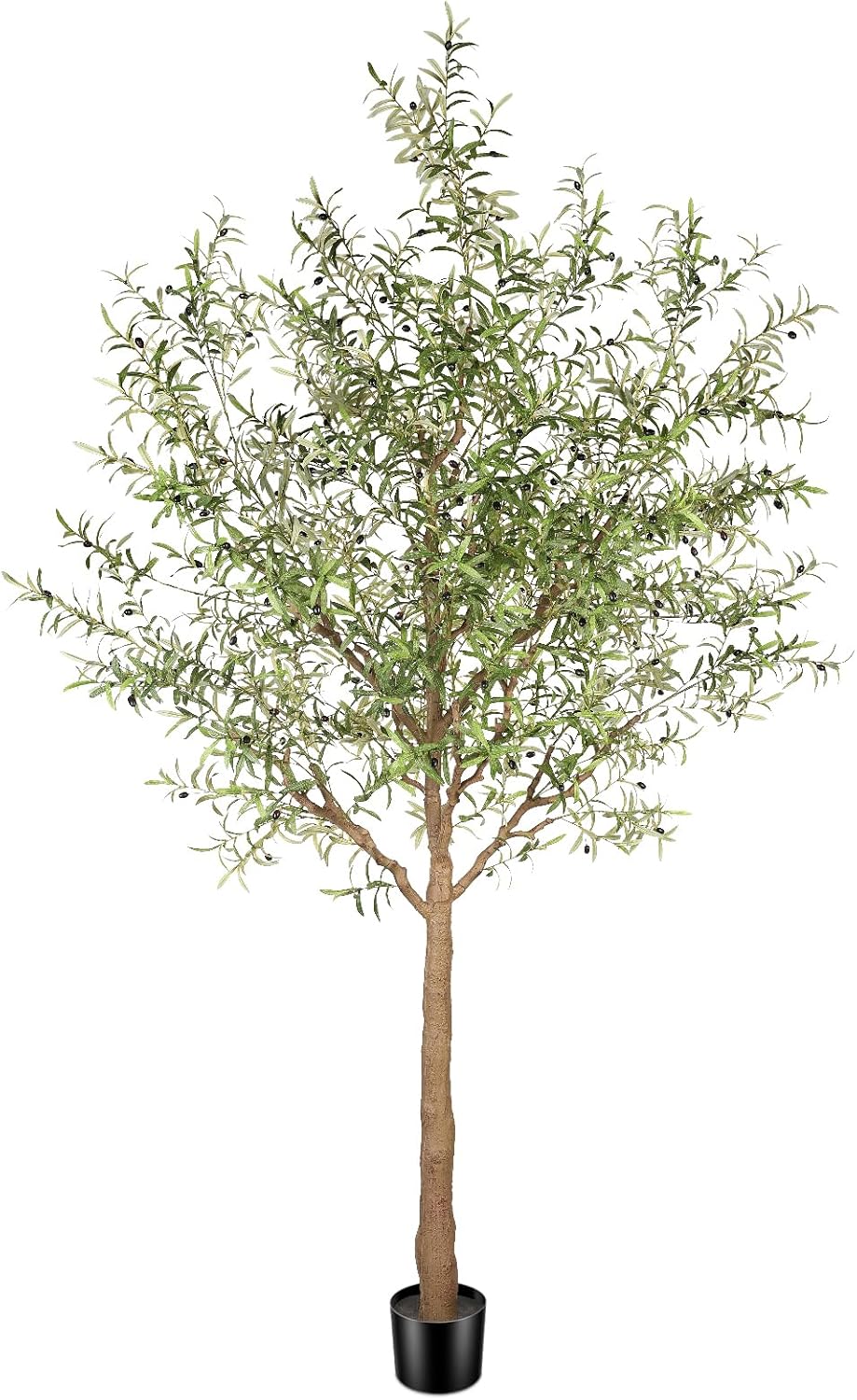 8ft Faux Olive Tree - Large Realistic Artificial Olive Trees 8 Feet (96") Indoor Fake Plants with Realistic Trunk, Adjustable Branch, Olive Silk Tree with Planter for Home Living Room Decor