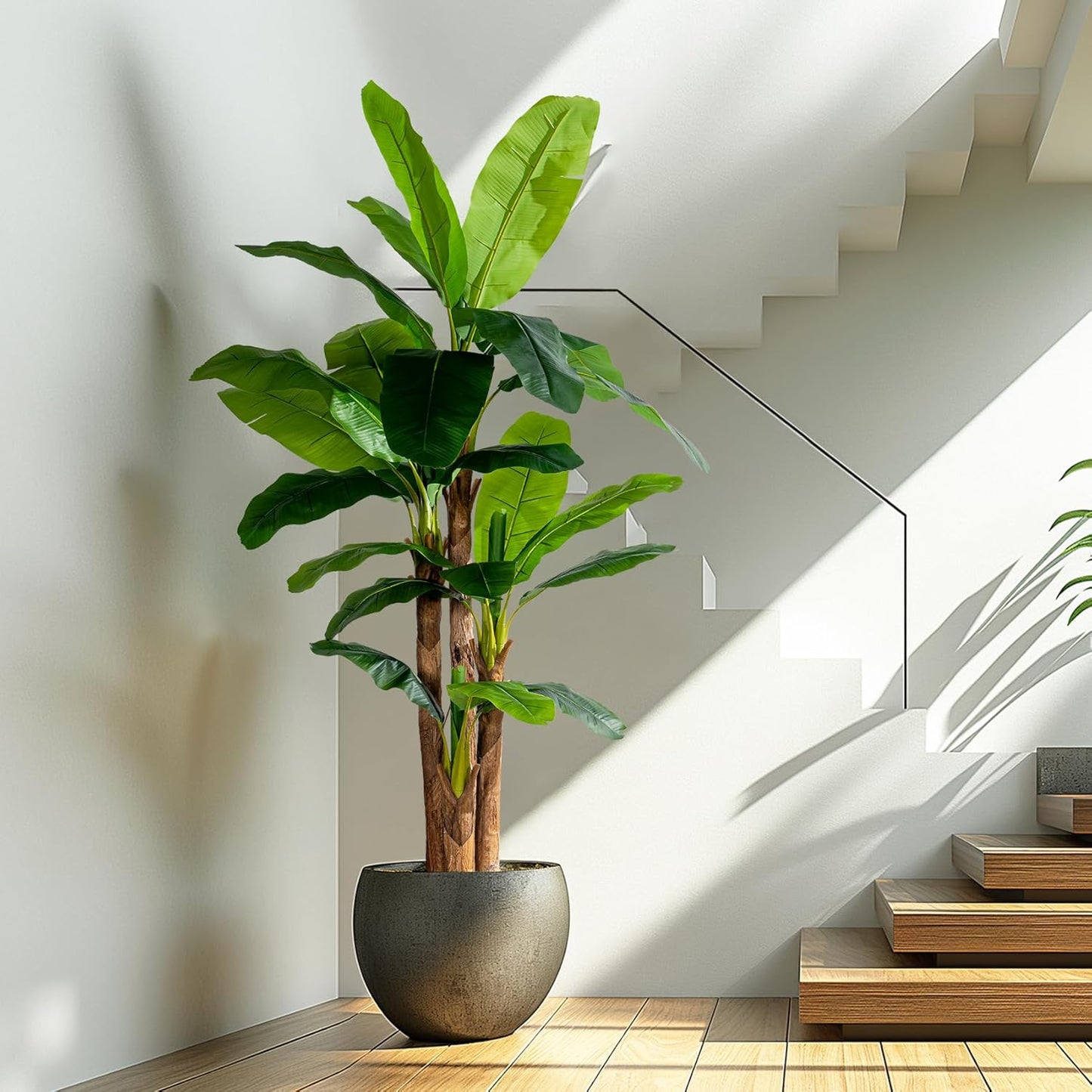 8.2FT Artificial Banana Tree Tall Fake Banana Leaf Plant Faux Banana Silk Tree Faux Banana Leaves for Home Swimming Pool Indoor Outdoor Patio Tropical Decor