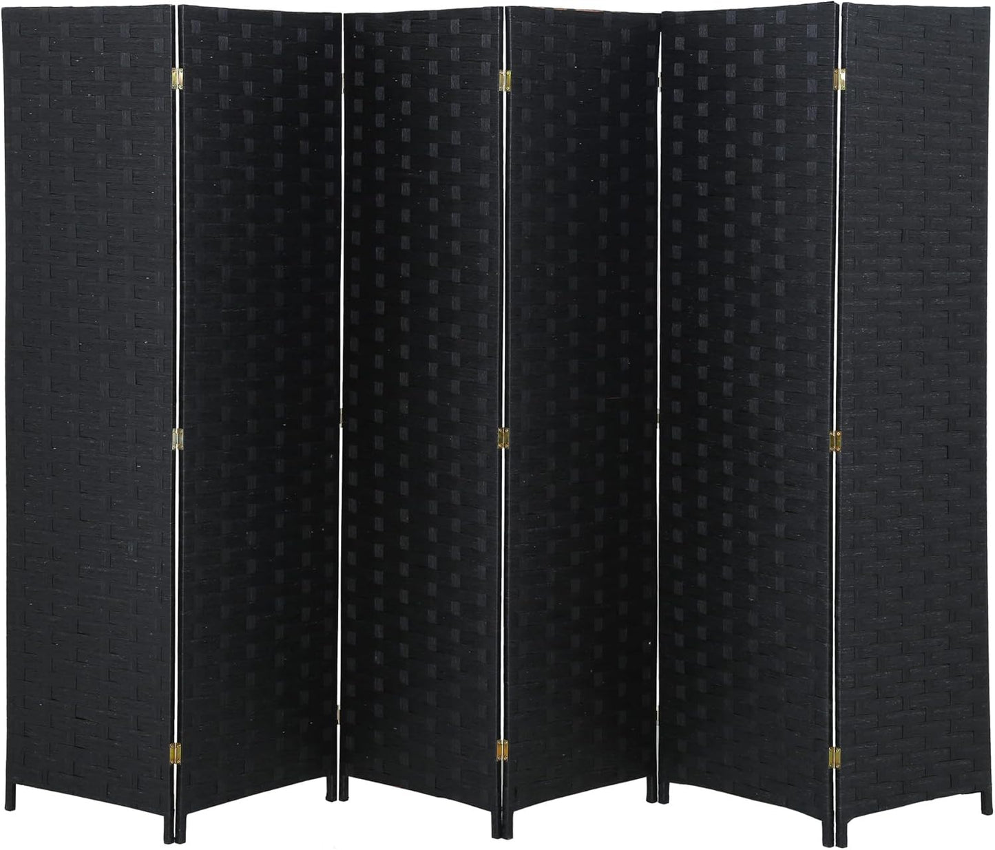 Room Divider 6FT Wall Divider Wood Screen 4 Panels Wood Mesh Hand-Woven Design Room Screen Divider Indoor Folding Portable Partition Screen,Black