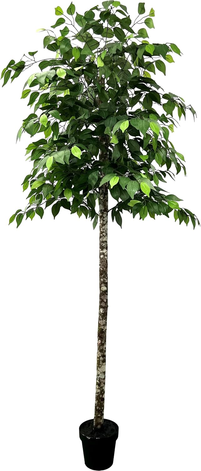 Cypress & Alabaster Handmade 6.5ft 3-Tier Ficus Artificial Tree with Ethically Sourced Real Wood Trunks, Hypoallergenic, 6.5-Foot, Green