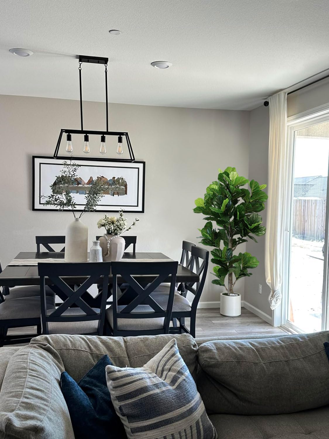 Aveyas 6ft Artificial Fiddle Leaf Fig Tree for Home Decor, 6 Feet Large Faux Plant Fake Ficus lyrata Silk Trees with Pot for Indoor Outdoor House Living Room Office (6 ft Tall)