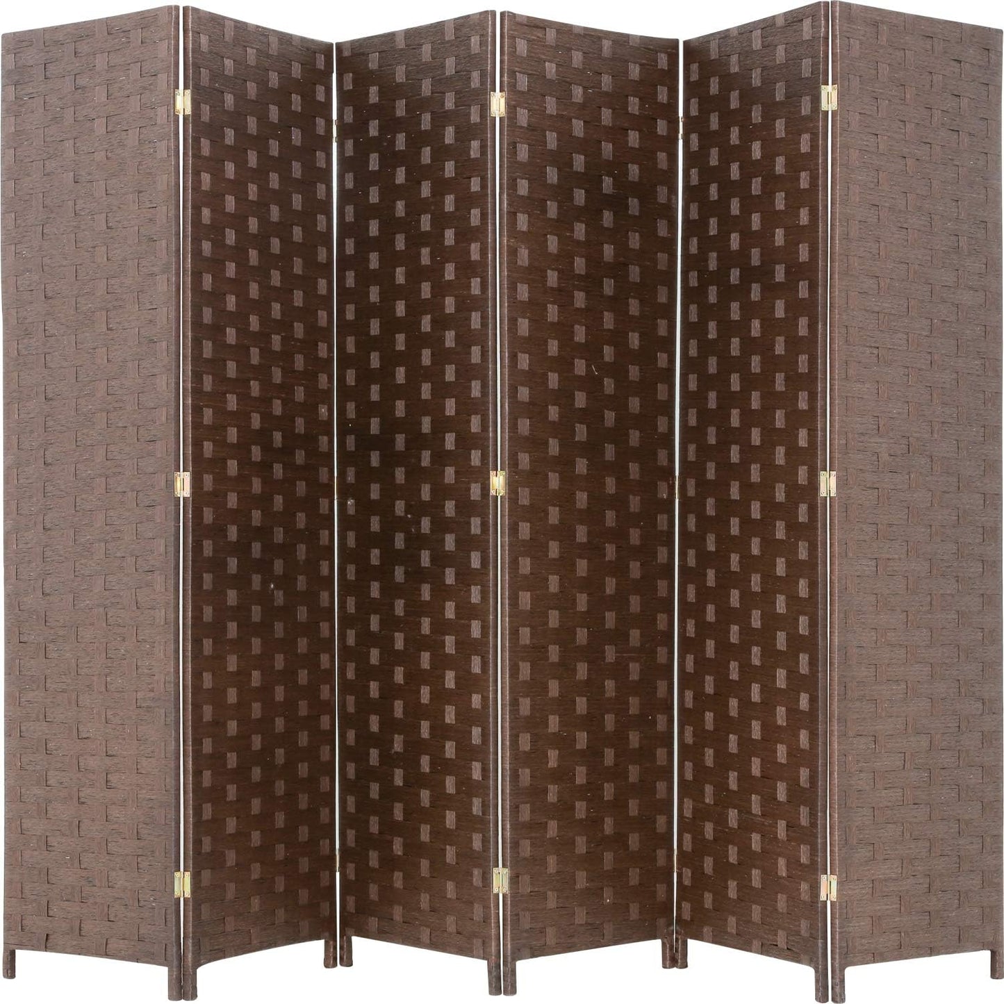 Room Divider 6FT Wall Divider Wood Screen 4 Panels Wood Mesh Hand-Woven Design Room Screen Divider Indoor Folding Portable Partition Screen,Black