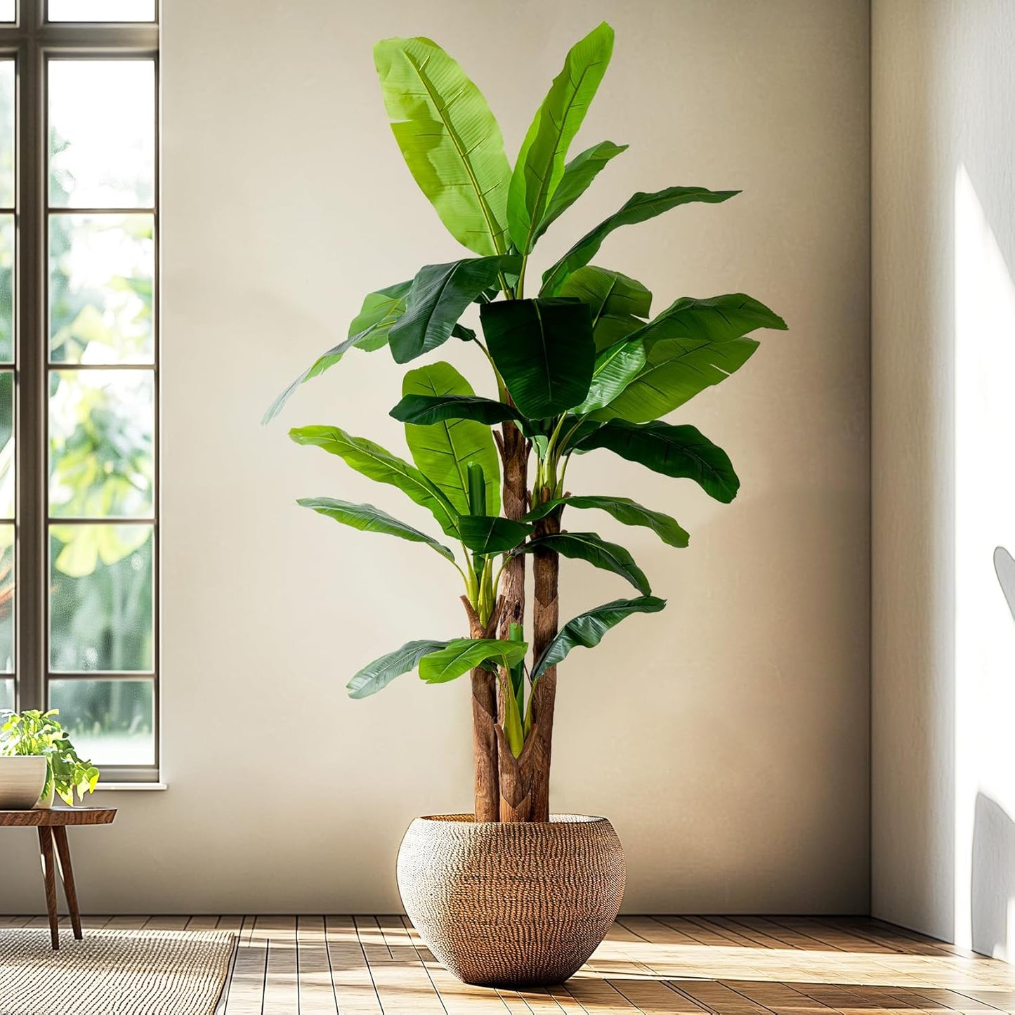 8.2FT Artificial Banana Tree Tall Fake Banana Leaf Plant Faux Banana Silk Tree Faux Banana Leaves for Home Swimming Pool Indoor Outdoor Patio Tropical Decor