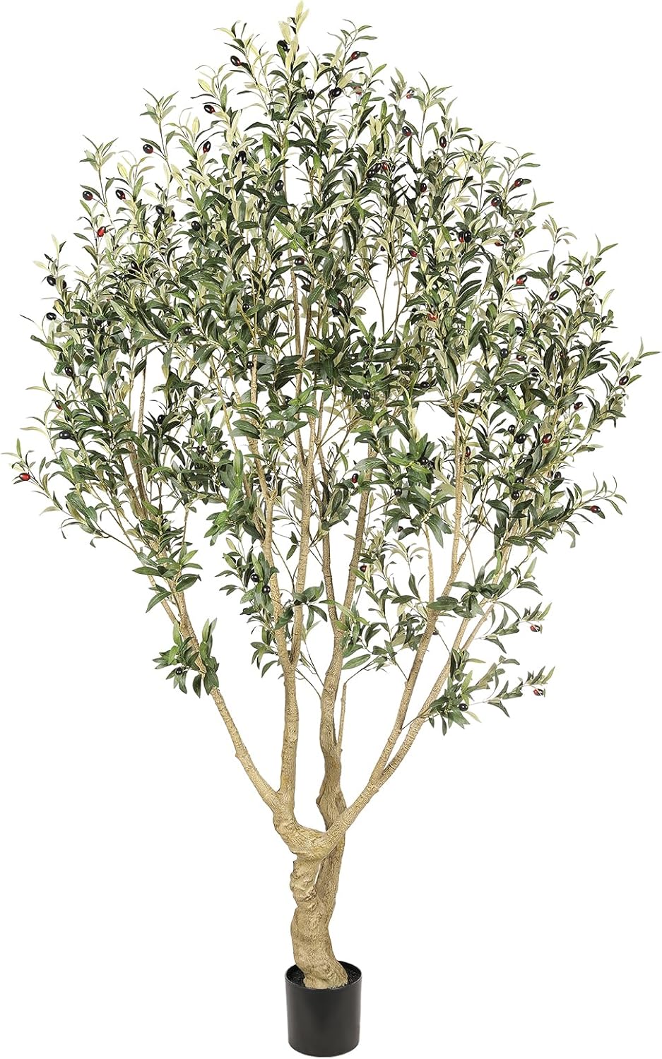 Realead Artificial Olive Tree 8ft - Large Faux Olive Tree with Realistic Leaves and Olives - Full and Grand Design Fake Olive Tree with Sturdy Base for Indoor Outdoor Office Decor