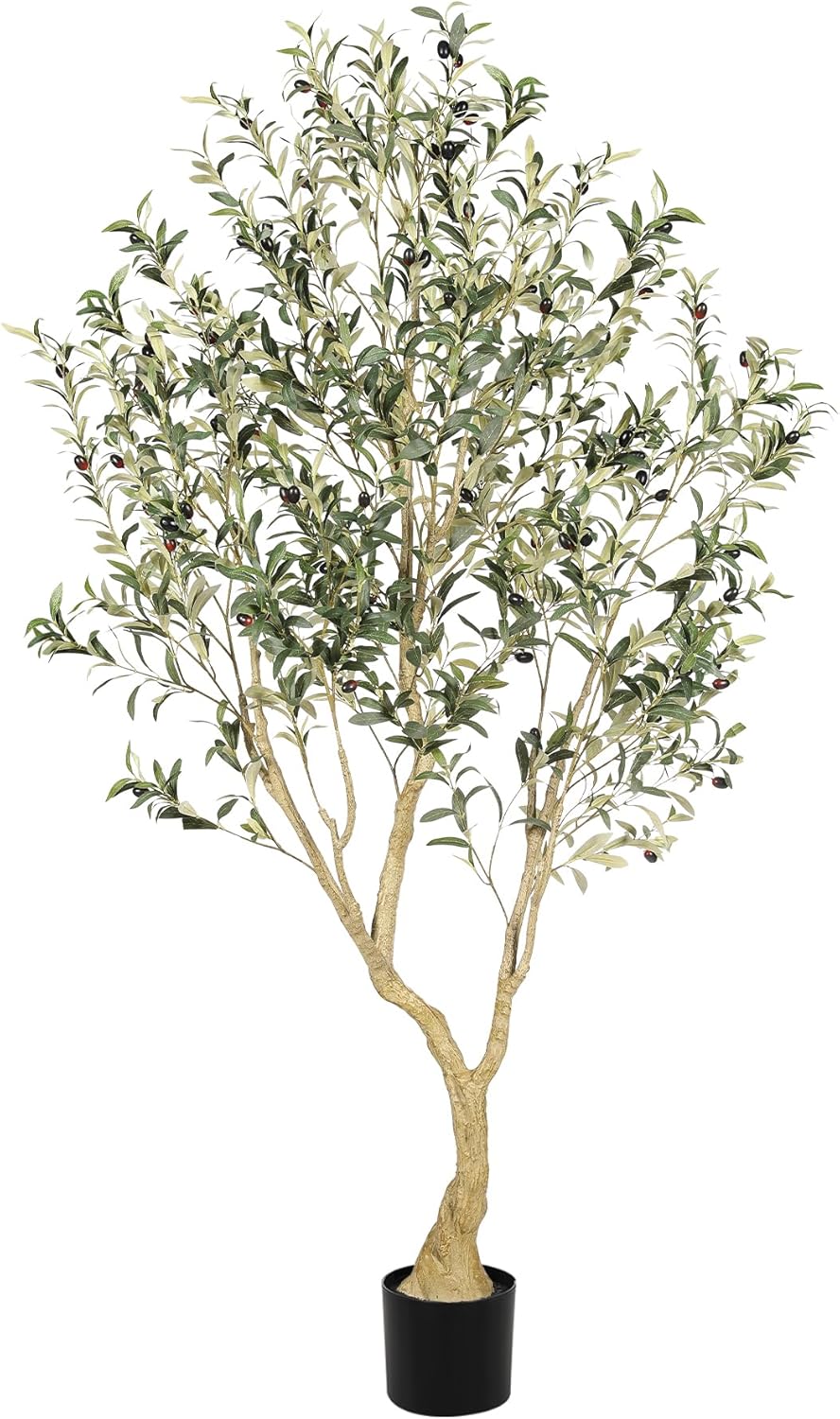 8ft Faux Olive Tree - Olive Trees Artificial Indoor with Large Olive Branches and Lifelike Olive - Artificial Olive Tree for Home Office House Living Room Decor