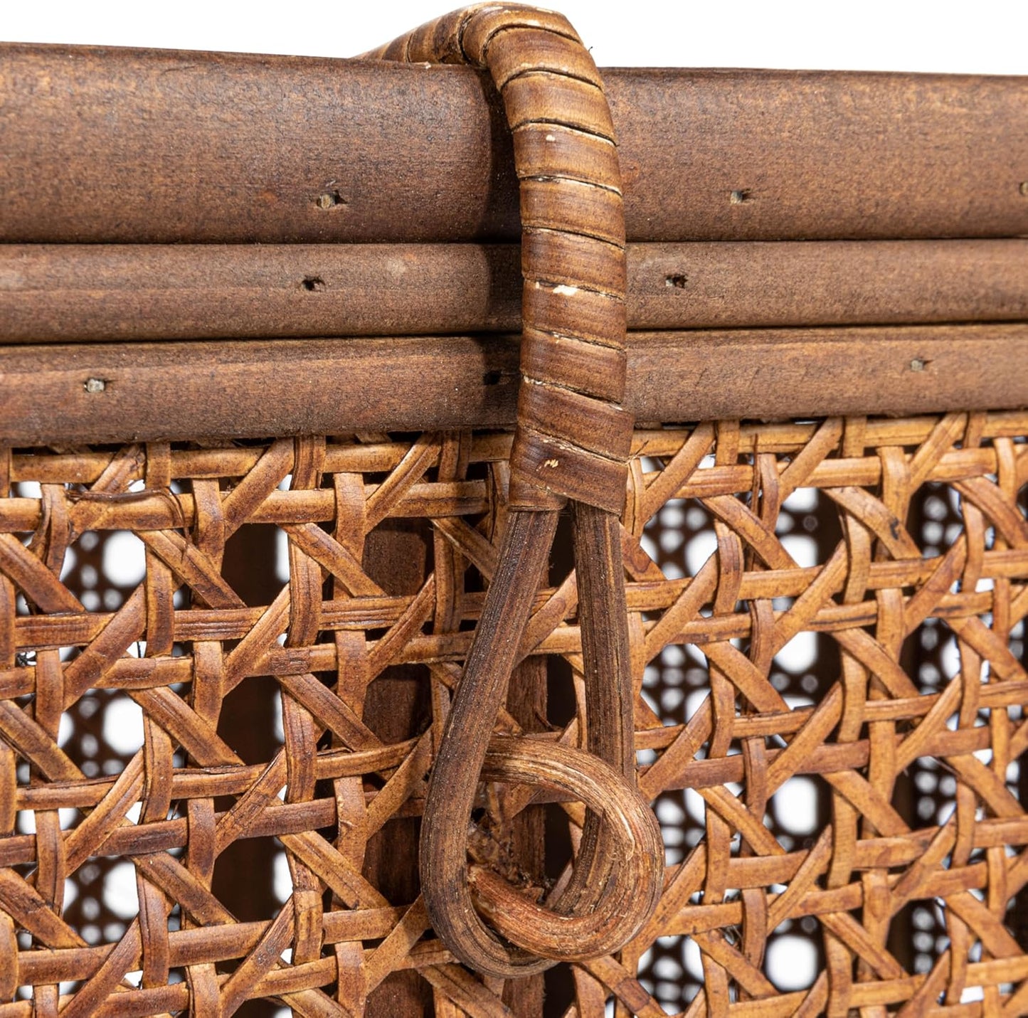 Modern Decorative Oval Woven Rattan Storage Boxes, Set of 2 Sizes, Dark Brown Finish