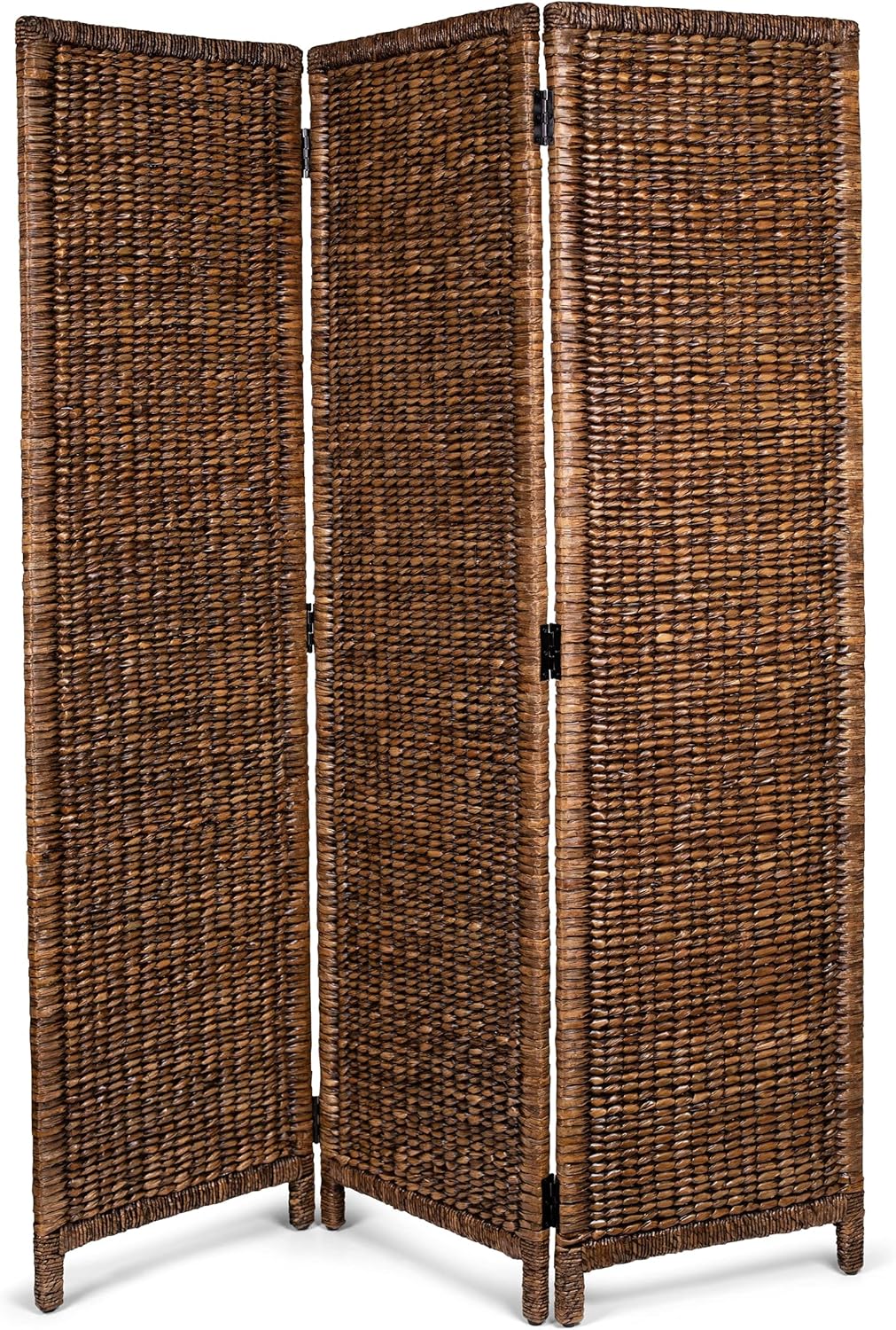 BIRDROCK HOME 3 Panel Seagrass Room Divider - Brown Wash - Folding Sections - Partition Screen - Hand Woven Abaca - Home Decor