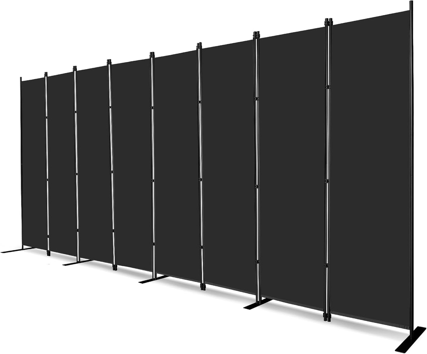 MAYOLIAH 6 Panel Folding Privacy Screen 9ft Wide, 6ft Tall Partition Room Divider Portable Office Walls Dividers, Black