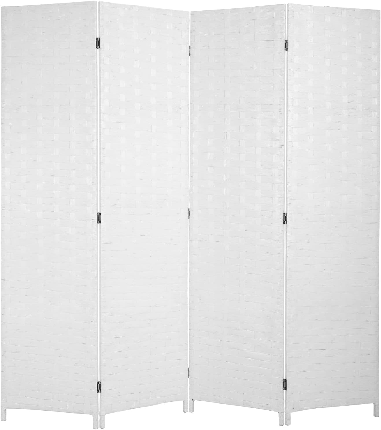 Room Divider 6FT Wall Divider Wood Screen 4 Panels Wood Mesh Hand-Woven Design Room Screen Divider Indoor Folding Portable Partition Screen,Black