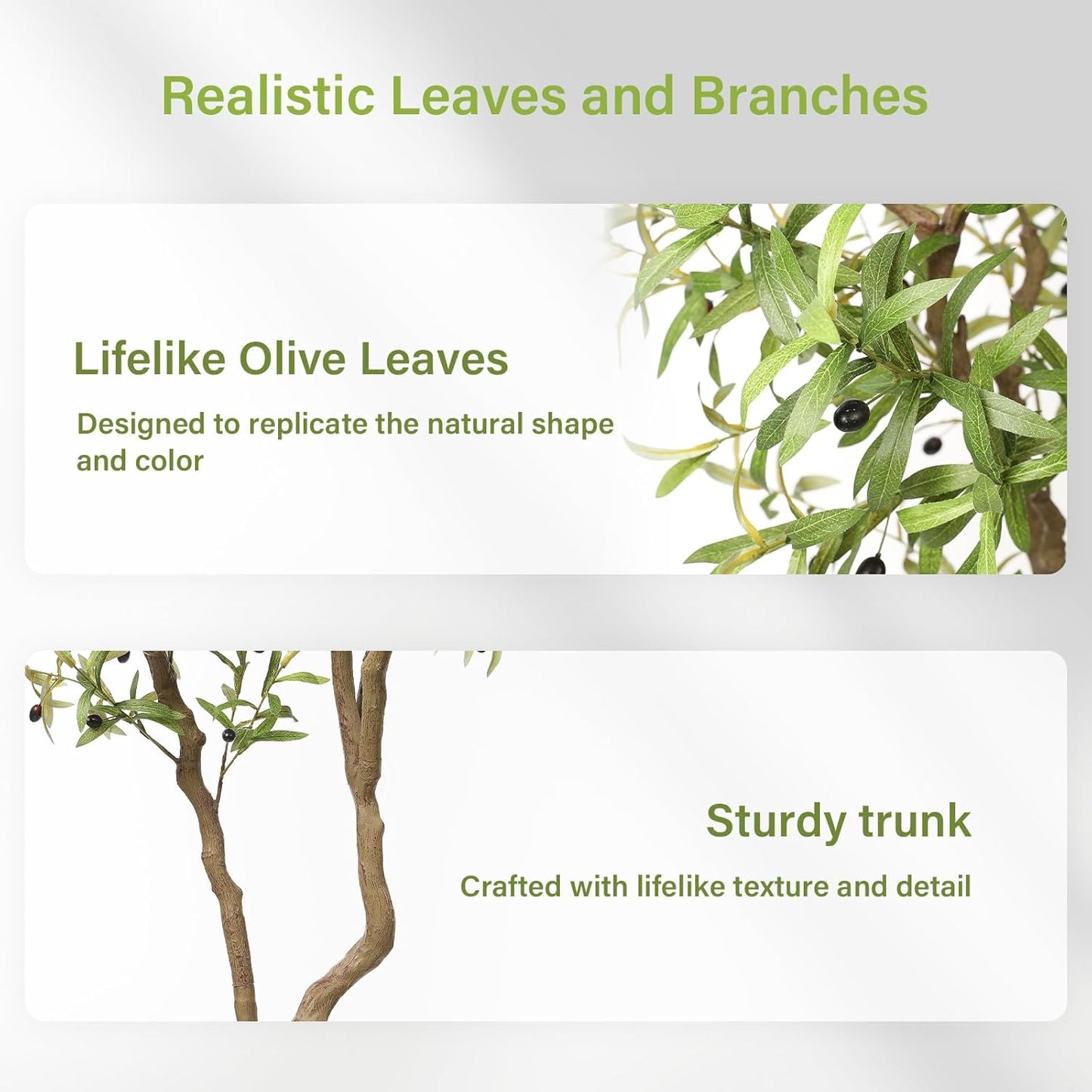 8ft Faux Olive Tree - Large Realistic Artificial Olive Trees 8 Feet (96") Indoor Fake Plants with Realistic Trunk, Adjustable Branch, Olive Silk Tree with Planter for Home Living Room Decor