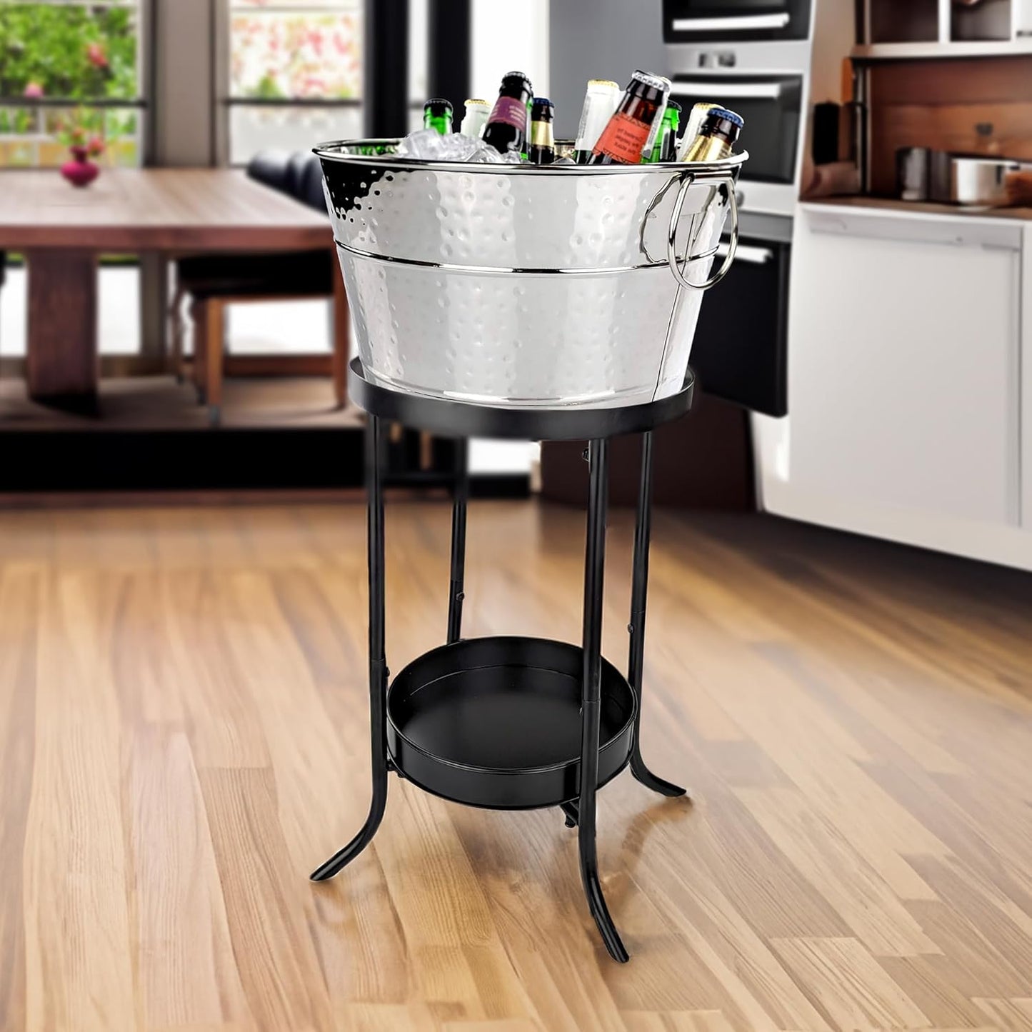 BREKX Stainless Steel Drink Tub with Stand (15-QT Steel Silver)