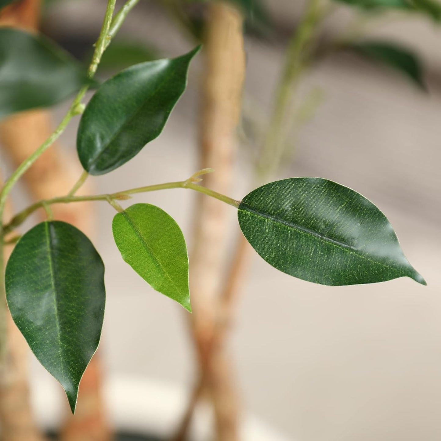 8FT Artificial Ficus Tree, Indoor Faux Ficus Plant with Realistic Leaves & Natural Wood Trunk, 8ft Tall, Green, All Seasons, Perfect for Living Room Home Decor