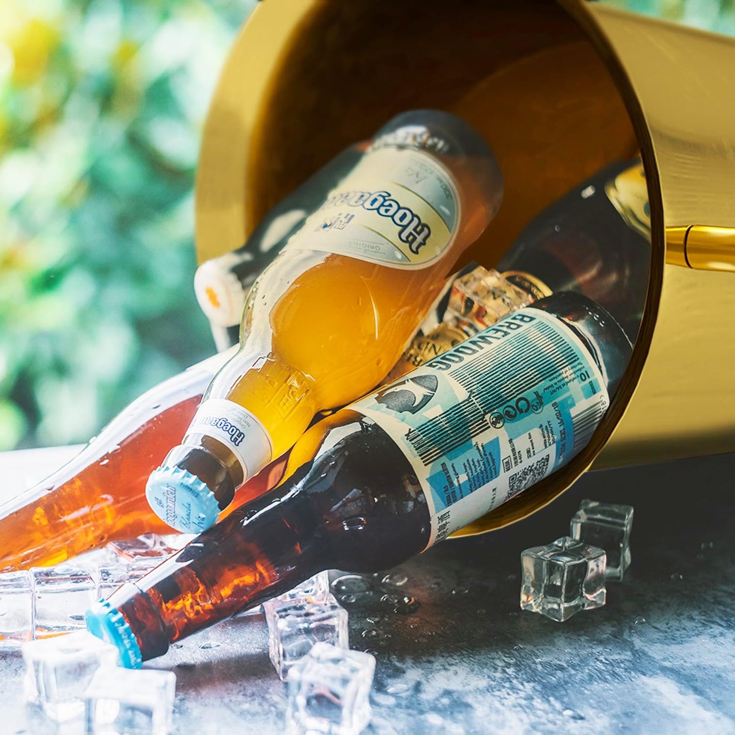 Ice Bucket with Stand Christmas Stainless Steel Standing Bucket Ice Cube Container, Wine Bucket on rack Gold Champagne Ice-Bucket for Wine Beer KTV Club Bar Bbq Party Wedding, 12lb 5L