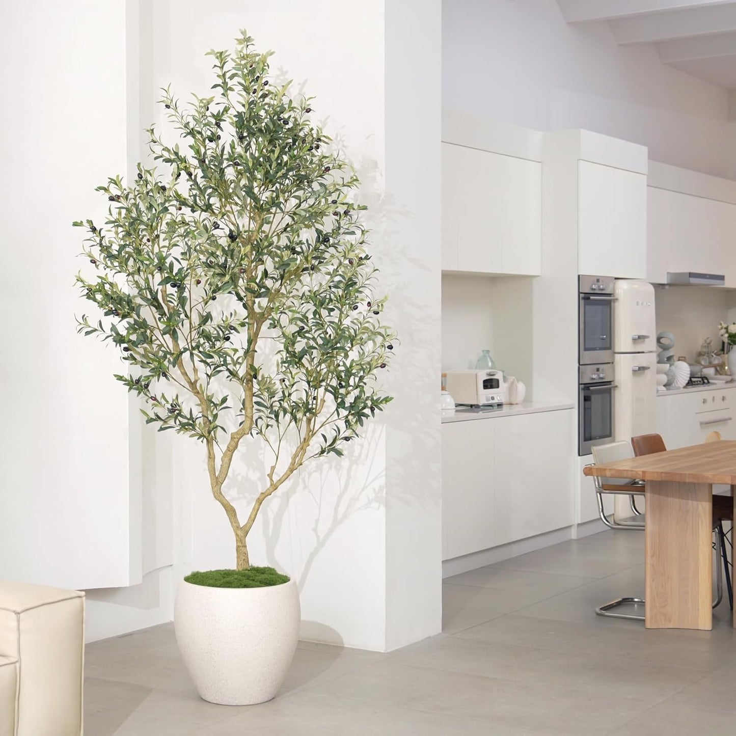 8ft Faux Olive Tree - Olive Trees Artificial Indoor with Large Olive Branches and Lifelike Olive - Artificial Olive Tree for Home Office House Living Room Decor
