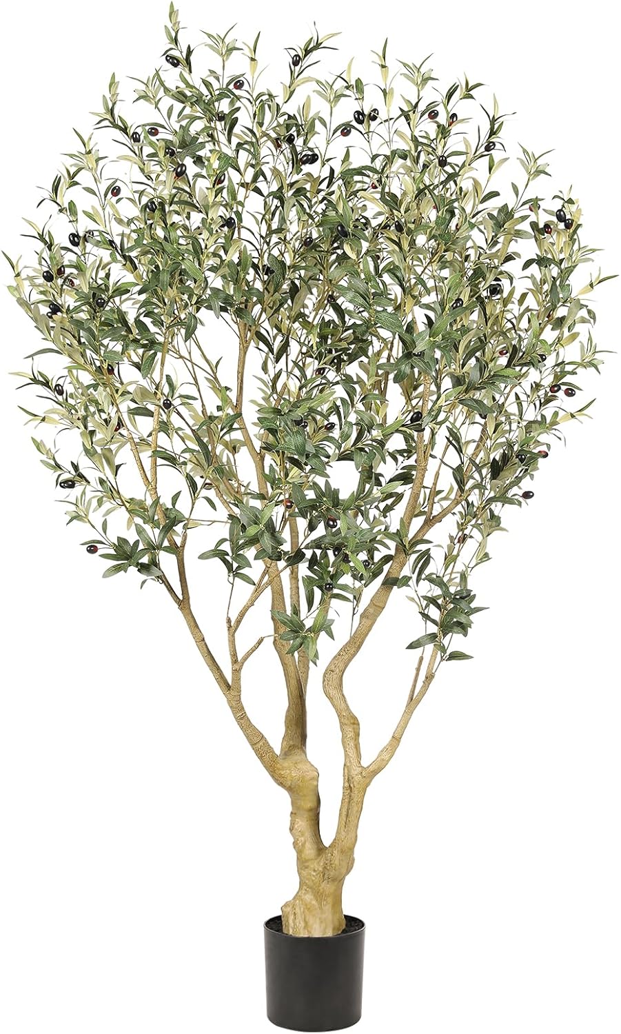 Realead Artificial Olive Tree 8ft - Large Faux Olive Tree with Realistic Leaves and Olives - Full and Grand Design Fake Olive Tree with Sturdy Base for Indoor Outdoor Office Decor