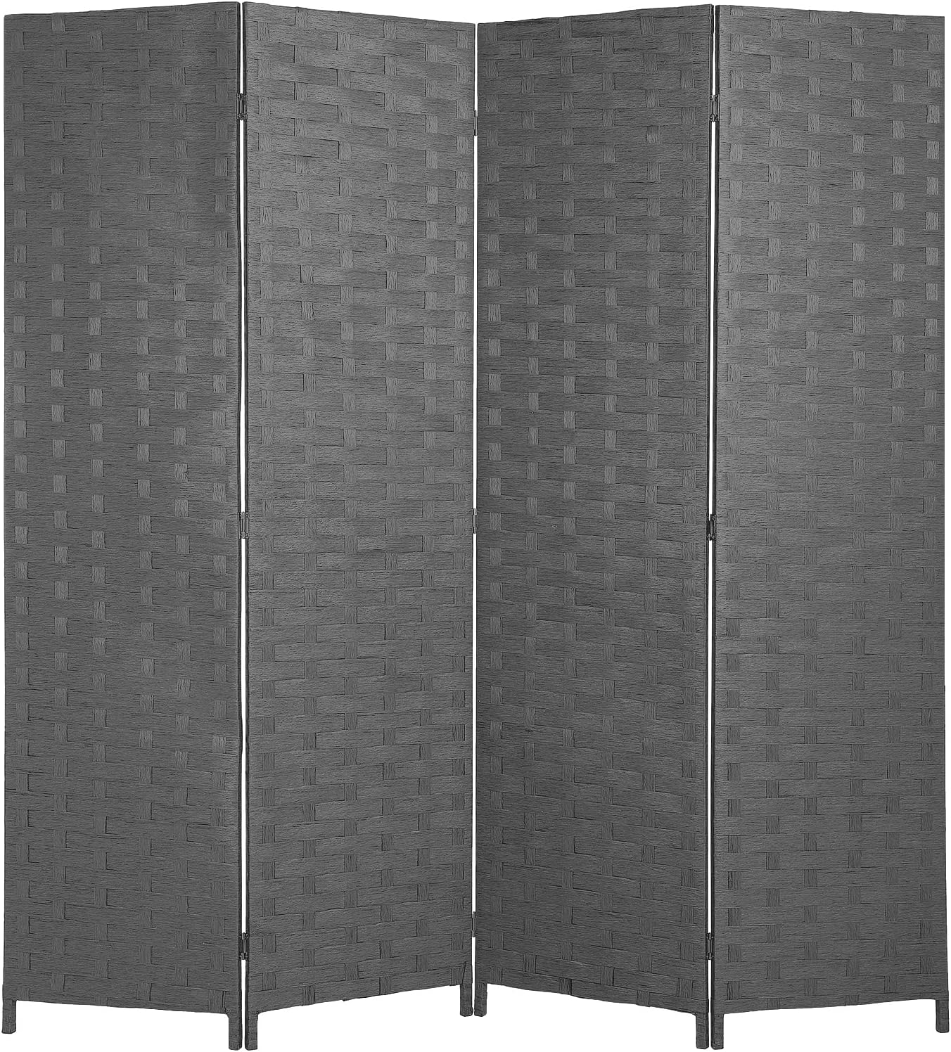 Room Divider 6FT Wall Divider Wood Screen 4 Panels Wood Mesh Hand-Woven Design Room Screen Divider Indoor Folding Portable Partition Screen,Black