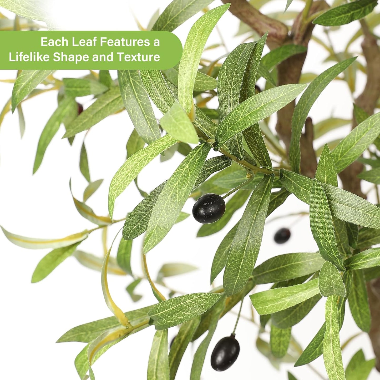 8ft Faux Olive Tree - Large Realistic Artificial Olive Trees 8 Feet (96") Indoor Fake Plants with Realistic Trunk, Adjustable Branch, Olive Silk Tree with Planter for Home Living Room Decor