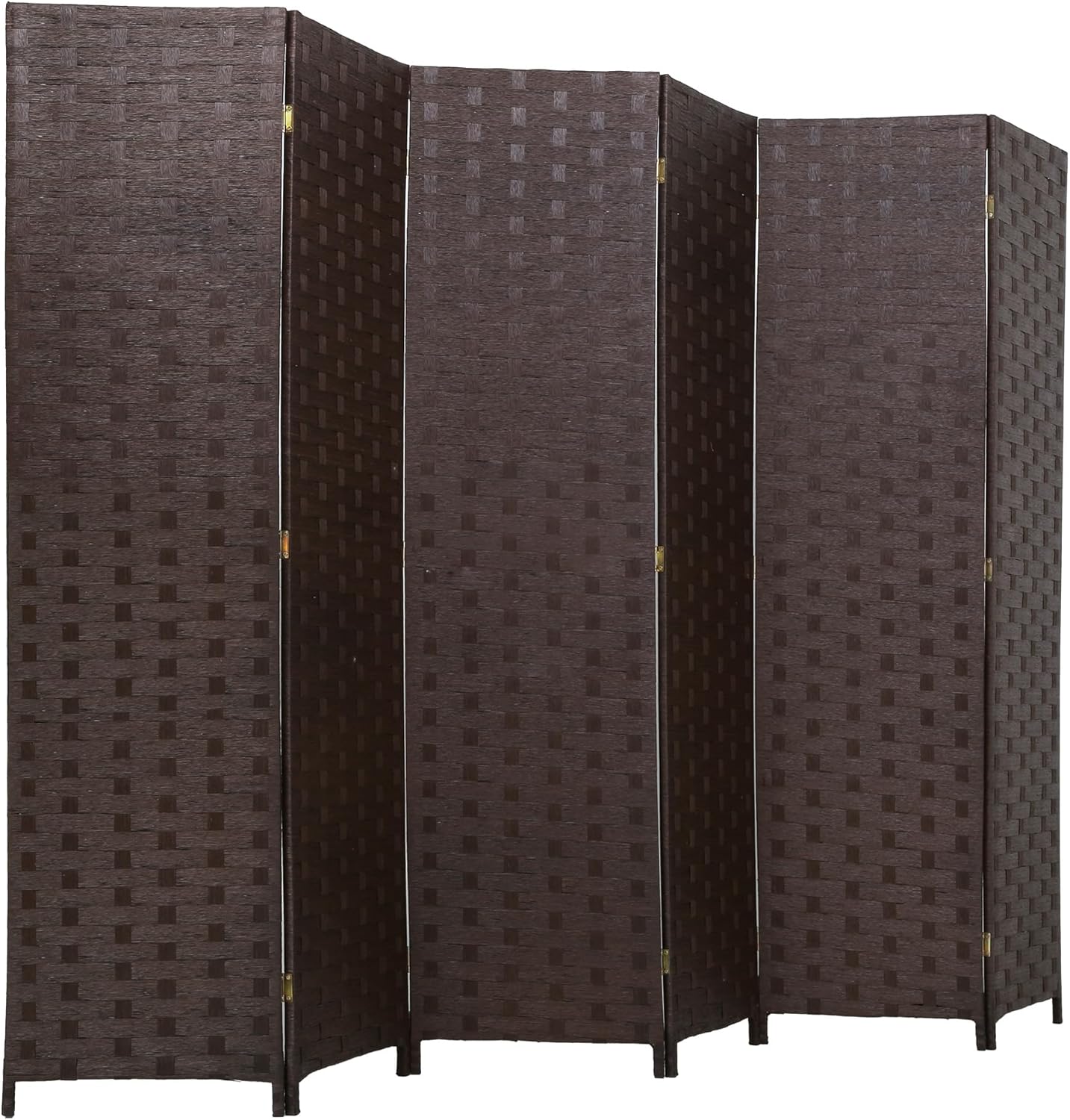 Room Divider 6FT Wall Divider Wood Screen 4 Panels Wood Mesh Hand-Woven Design Room Screen Divider Indoor Folding Portable Partition Screen,Black