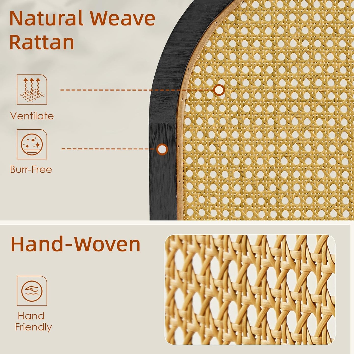 4 Panel Room Dividers and Folding Privacy Screens, Hand-Made Rattan Room Divider with Bi-Directional Hinge, Pre-Assembled Wood Room Divider Wall for Home Office Bedroom, Black