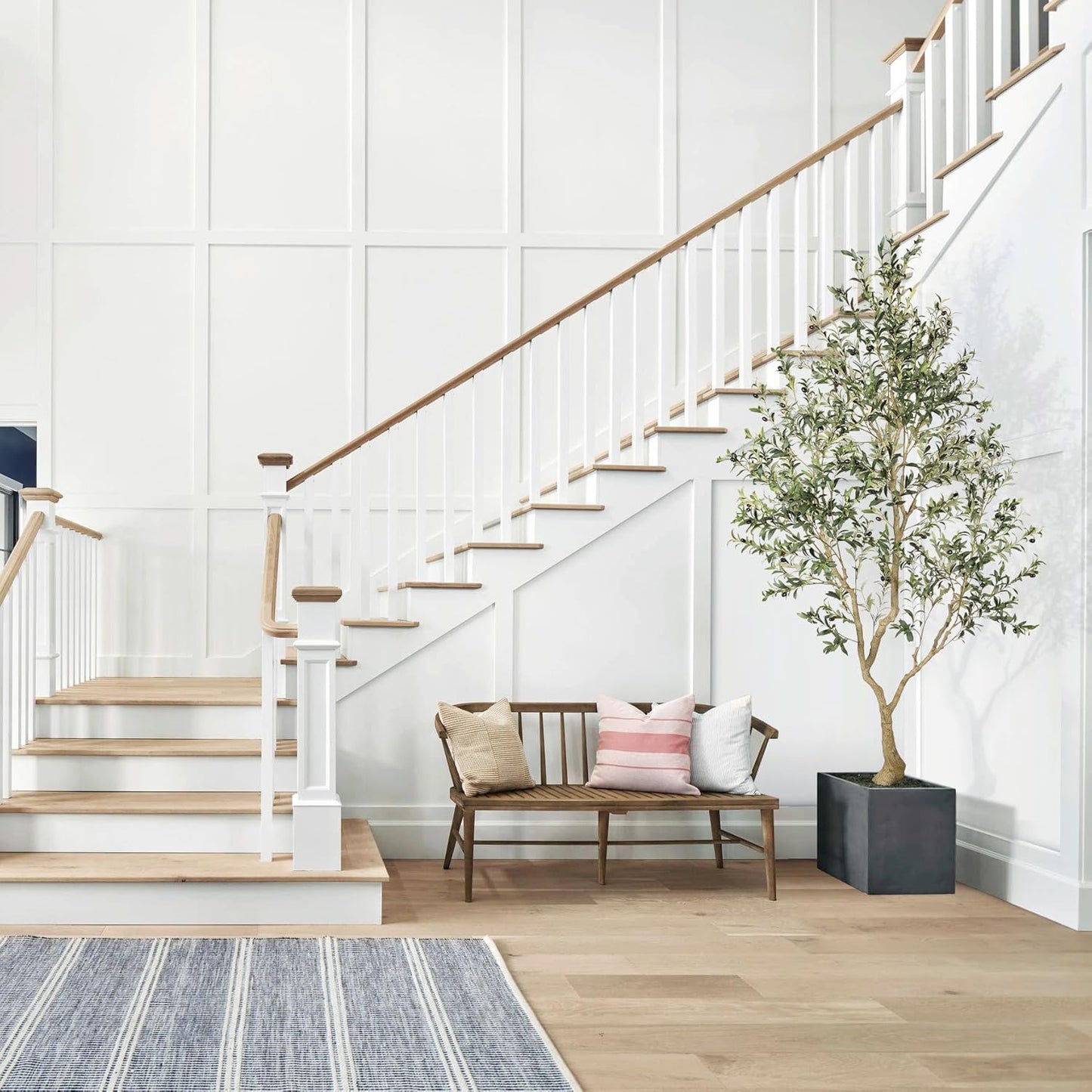 8ft Faux Olive Tree - Olive Trees Artificial Indoor with Large Olive Branches and Lifelike Olive - Artificial Olive Tree for Home Office House Living Room Decor