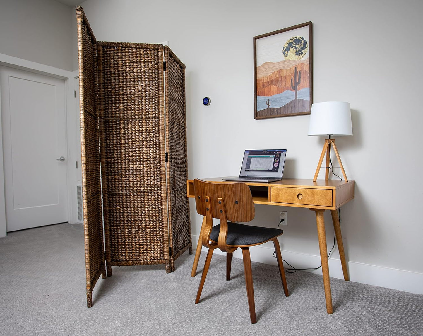 BIRDROCK HOME 3 Panel Seagrass Room Divider - Brown Wash - Folding Sections - Partition Screen - Hand Woven Abaca - Home Decor